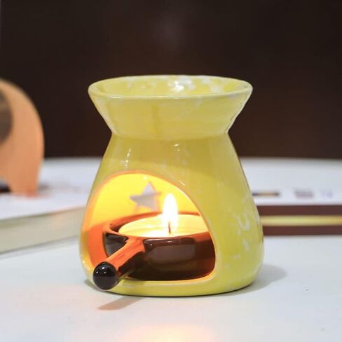 موقد الزيوت العطرية السيراميكي الملون من Warmself، حامل شموع شموع مزخرفة، مجموعة من 3 in Kuwait