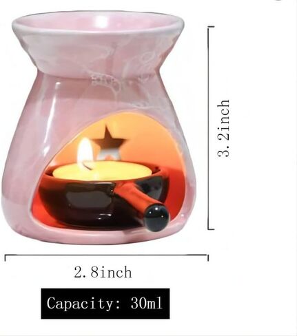 موقد الزيوت العطرية السيراميكي الملون من Warmself، حامل شموع شموع مزخرفة، مجموعة من 3 in Kuwait