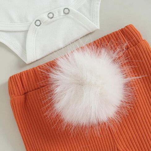 LIN&BABAY Newborn Baby Girl Easter Outfits Baby Hunny Short Sleeve Romper Onesie+Bell Bottom Pants 2 Pcs Easter Clothes in Kuwait