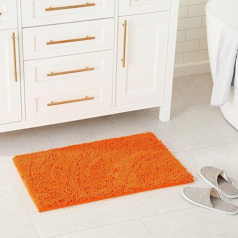 MAXYOYO سجاد الحمام البرتقالي ماتس الحمام والسجاد غير قابل للانزلاق سجادة شانيل فائقة النعومة / سجادة الحمام / سجادة المرحاض / سجادة الحمام / سجادة الدش، سجادة قابلة للغسل، سجادة فائقة الامتصاص 19.7 × 31.5 بوصة in Kuwait