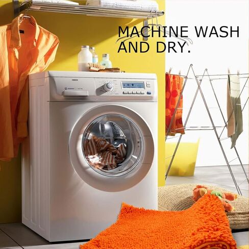 MAXYOYO سجاد الحمام البرتقالي ماتس الحمام والسجاد غير قابل للانزلاق سجادة شانيل فائقة النعومة / سجادة الحمام / سجادة المرحاض / سجادة الحمام / سجادة الدش، سجادة قابلة للغسل، سجادة فائقة الامتصاص 19.7 × 31.5 بوصة in Kuwait