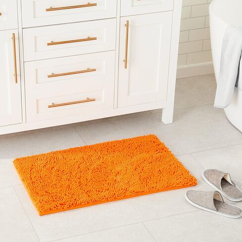 MAXYOYO سجاد الحمام البرتقالي ماتس الحمام والسجاد غير قابل للانزلاق سجادة شانيل فائقة النعومة / سجادة الحمام / سجادة المرحاض / سجادة الحمام / سجادة الدش، سجادة قابلة للغسل، سجادة فائقة الامتصاص 19.7 × 31.5 بوصة in Kuwait