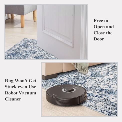 Lahome Moroccan Floral Rugs for Entryway,2x3 Soft Blue Small Rugs Non Slip Door Mat Indoor Entrance, Washable Bedroom Rug Non Shedding Kitchen Rug for Laundry Bathroom (Blue 2'x3') in Saudi Arabia