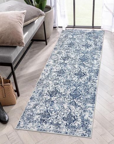 Lahome Moroccan Floral Rugs for Entryway,2x3 Soft Blue Small Rugs Non Slip Door Mat Indoor Entrance, Washable Bedroom Rug Non Shedding Kitchen Rug for Laundry Bathroom (Blue 2'x3') in Saudi Arabia