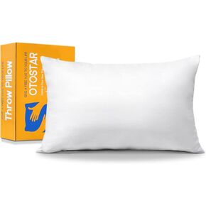 OTOSTAR Throw Pillow Insert, 12 x 20 Cushion Inner Soft Fluffy Plump Stuffer Cushion Pad White Decorative Pillow Insert in Kuwait