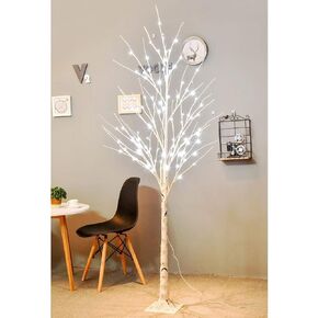 شجرة البتولا Bolylight بطول 6 أقدام و96 لتر LED مضاءة لزينة عيد الميلاد للمنزل وغرفة النوم وحفلات الزفاف والمكتب الداخلي والخارجي باللون الأبيض in Kuwait
