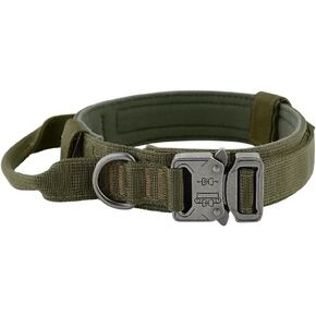 Plutus Pet Tactical Dog Collar, Soft Padded, Adjustable with Heavy Duty Metal Buckle, Military Dog Collar with Control Handle for Medium Large and Extra Large Dogs (M, Black Set) in Kuwait