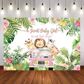 Avezano Safari Baby Shower Backdrop Decorations for Boy 5x3ft Jungle Theme It's a Boy Welcome Baby Party Background Green Leaves Animals Baby Shower Birthday Cake Table Banner Favors in Saudi Arabia