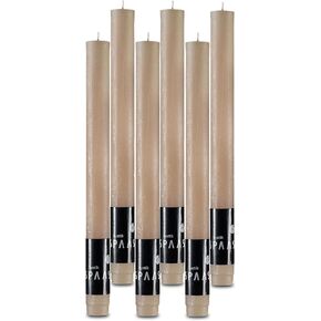 SPAAS Rustic Beige Dinner Candles - 10" Tall Rustic Candles, Set of 6 Dripless Beige Candles - Unscented Long Burning Decorative Candles for Home Decor, Table Candles, Party, Wedding, and Holiday