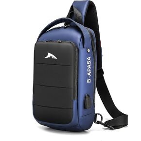 حقيبة ظهر للرجال مقاومة للماء على الكتف مع شحن USB، حقائب صدر رياضية كاجوال نهارية in Kuwait