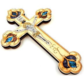 TALISMAN4U ديكور حائط متقاطع خشبي مقاس 7 بوصات مع صليب كاثوليكي وأحجار كريمة ملونة شبه ثمينة مباركة في هدية الأرض المقدسة في القدس in Kuwait