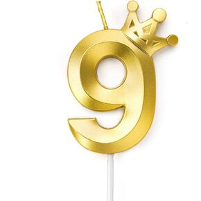 1 Candle for Birthday Cake Girl and Boy, Gold Crown Candle 1, 3.2"/8cm Big Size Glitter Birthday Candle for Cake Decoration Cake Number Toppers in Kuwait