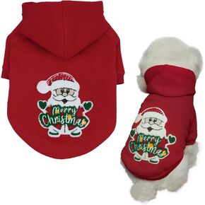 MESHEEN Dogs Hoodie Sweaters Puppy Sweatshirt with Hoodie Christmas Tree Santa Claus Pet Premium Winter Dog Coat, Puppy Hoodies Pullover for Small Dogs Hoodie, Dog Clothes Apparel Xmas Dogs Sweater