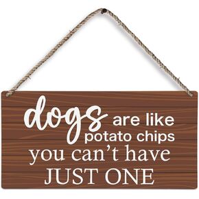 huester Dog Wood Plaque Sign, Dog Signs for Home Decor, Dog Decorations for the Home, Dog Decor for Dog Room, Funny Dog Signs Decor, Dogs are Like Potato Chips One Wall Hanging Decor, 12x6 inches in Kuwait