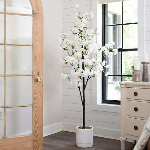 6ft. Artificial Cherry Blossom Tree with White Decorative Planter in Saudi Arabia