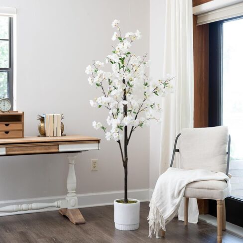 6ft. Artificial Cherry Blossom Tree with White Decorative Planter in Saudi Arabia