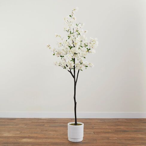 6ft. Artificial Cherry Blossom Tree with White Decorative Planter in Saudi Arabia