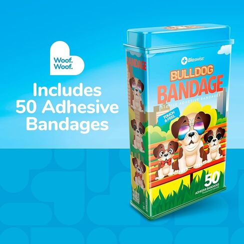 BioSwiss Bandages, Bulldog Shaped Self Adhesive Bandage, Latex Free Sterile Wound Care, 50 Count in Kuwait