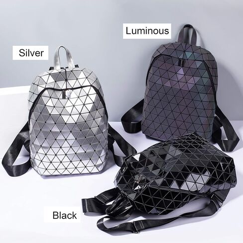 LorranTree Geometric Backpack Luminous Backpacks Holographic Reflective Bag Lumikay Bags Irredescent Rucksack Rainbow in Saudi Arabia