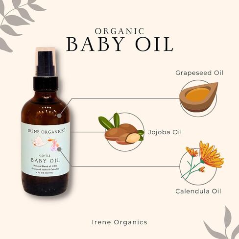 Baby Oil by Irene Organics. Natural Daily Moisturizing Body Oil gentle enough for babies, children and adults. Hydrating Bath Oil. in Kuwait