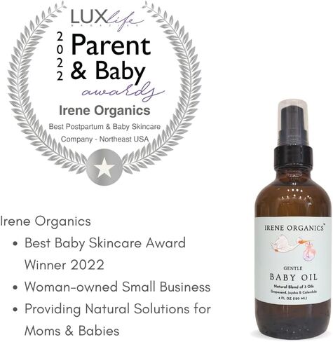 Baby Oil by Irene Organics. Natural Daily Moisturizing Body Oil gentle enough for babies, children and adults. Hydrating Bath Oil. in Kuwait