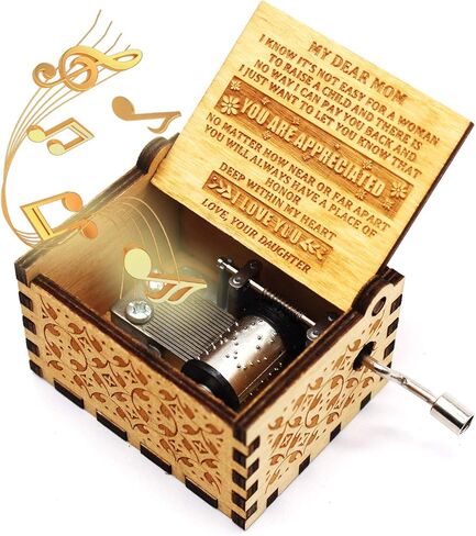 صندوق موسيقى خشبي من ukebobo، صندوق موسيقى You are My Sunshine Music Box، من ابنة إلى مام، هدايا موسيقية فريدة للأم - مجموعة واحدة in Kuwait