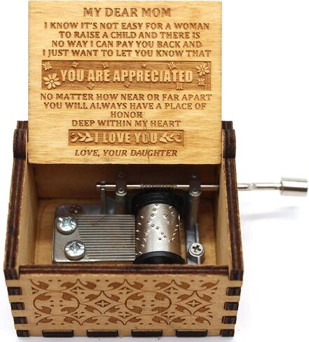 صندوق موسيقى خشبي من ukebobo، صندوق موسيقى You are My Sunshine Music Box، من ابنة إلى مام، هدايا موسيقية فريدة للأم - مجموعة واحدة in Kuwait