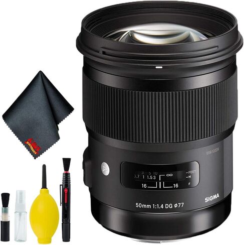 Sigma 50mm f/1.4 DG HSM Art Lens for Nikon F Mount (USA) Standard Bundle with 6AVE Deluxe Camera Lens Cleaning Kit in Saudi Arabia