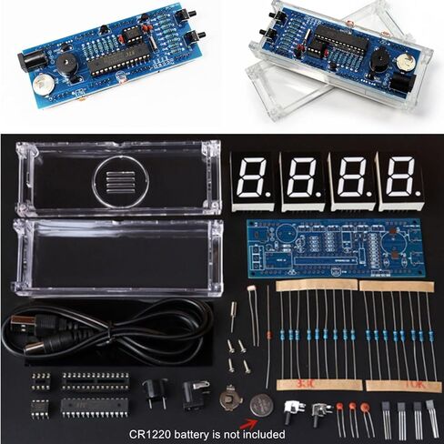 مجموعة أدوات صنع الساعة الرقمية الإلكترونية التي يمكنك صنعها بنفسك، 51 قطعة تدريب للكمبيوتر الصغير ذات شريحة واحدة وساعة منبه للتحكم في الضوء ودرجة الحرارة والوقت مع حافظة شفافة (أخضر) in Kuwait
