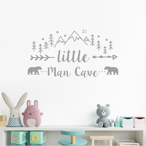 ملصق حائط لرجل صغير كهف، ملصق حائط فني جداري للبنين والجبال القبلية مطبوع عليه صورة دب ودب، ملصقات أسهم رجل كهف لغرفة الأطفال وغرفة الأطفال وغرفة نوم الأطفال والجداريات قابل للإزالة in Kuwait