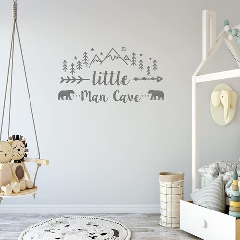 ملصق حائط لرجل صغير كهف، ملصق حائط فني جداري للبنين والجبال القبلية مطبوع عليه صورة دب ودب، ملصقات أسهم رجل كهف لغرفة الأطفال وغرفة الأطفال وغرفة نوم الأطفال والجداريات قابل للإزالة in Kuwait