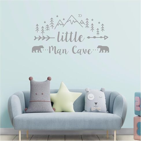 ملصق حائط لرجل صغير كهف، ملصق حائط فني جداري للبنين والجبال القبلية مطبوع عليه صورة دب ودب، ملصقات أسهم رجل كهف لغرفة الأطفال وغرفة الأطفال وغرفة نوم الأطفال والجداريات قابل للإزالة in Kuwait