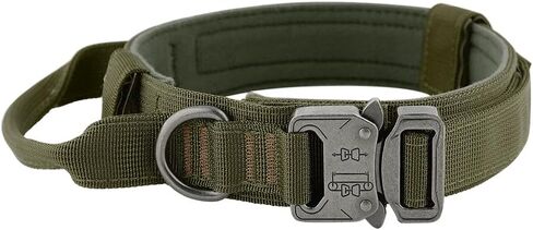 Plutus Pet Tactical Dog Collar, Soft Padded, Adjustable with Heavy Duty Metal Buckle, Military Dog Collar with Control Handle for Medium Large and Extra Large Dogs (M, Black Set) in Kuwait