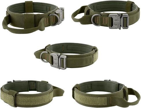 Plutus Pet Tactical Dog Collar, Soft Padded, Adjustable with Heavy Duty Metal Buckle, Military Dog Collar with Control Handle for Medium Large and Extra Large Dogs (M, Black Set) in Kuwait