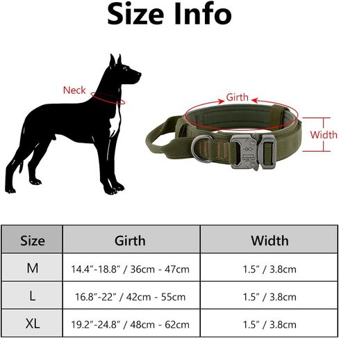 Plutus Pet Tactical Dog Collar, Soft Padded, Adjustable with Heavy Duty Metal Buckle, Military Dog Collar with Control Handle for Medium Large and Extra Large Dogs (M, Black Set) in Kuwait