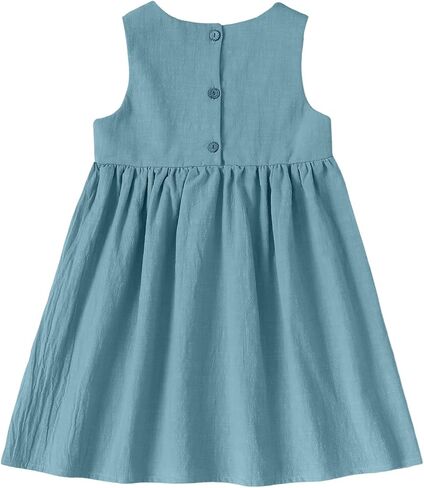 فستان صيفي للفتيات الصغيرات من SOBOWO بدون أكمام بدون ظهر وأشرطة بفيونكة صلبة فساتين بوهو للحفلات للأطفال فستان الشمس من 2 إلى 6 سنوات in Kuwait