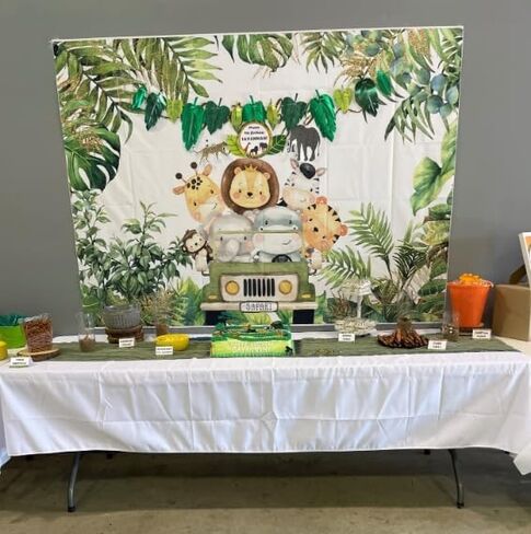Avezano Safari Baby Shower Backdrop Decorations for Boy 5x3ft Jungle Theme It's a Boy Welcome Baby Party Background Green Leaves Animals Baby Shower Birthday Cake Table Banner Favors in Saudi Arabia