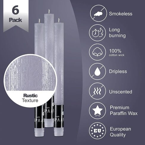 SPAAS Rustic Beige Dinner Candles - 10" Tall Rustic Candles, Set of 6 Dripless Beige Candles - Unscented Long Burning Decorative Candles for Home Decor, Table Candles, Party, Wedding, and Holiday in Kuwait