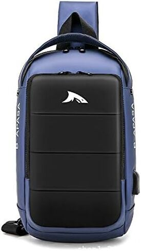 حقيبة ظهر للرجال مقاومة للماء على الكتف مع شحن USB، حقائب صدر رياضية كاجوال نهارية in Kuwait