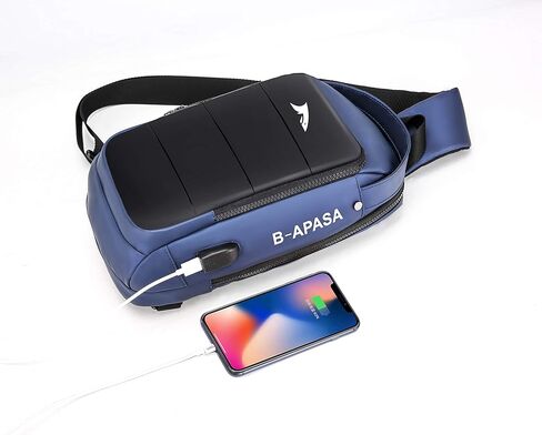 حقيبة ظهر للرجال مقاومة للماء على الكتف مع شحن USB، حقائب صدر رياضية كاجوال نهارية in Kuwait