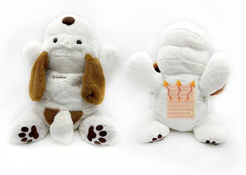 Nexluxe Plush Stuffed Puppy with Heating pad, Heating Pad for Menstrual Cramps Period, Neck Shoulder, Plush Puppy with a Hot Soft Belly, USB Powered, Gift for Daughter Girlfriend Wife (White) in Saudi Arabia