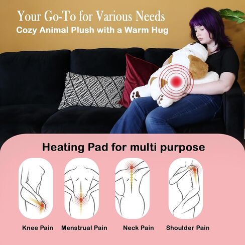 Nexluxe Plush Stuffed Puppy with Heating pad, Heating Pad for Menstrual Cramps Period, Neck Shoulder, Plush Puppy with a Hot Soft Belly, USB Powered, Gift for Daughter Girlfriend Wife (White) in Saudi Arabia