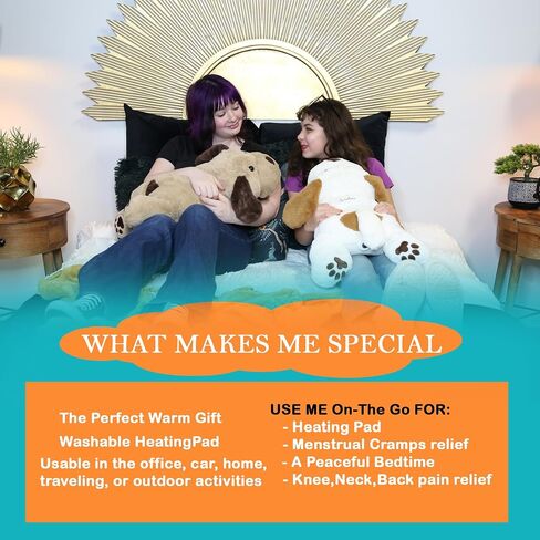 Nexluxe Plush Stuffed Puppy with Heating pad, Heating Pad for Menstrual Cramps Period, Neck Shoulder, Plush Puppy with a Hot Soft Belly, USB Powered, Gift for Daughter Girlfriend Wife (White) in Saudi Arabia