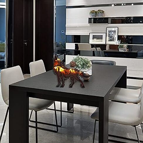 Hovico الإبداعية الذئب الديكور تمثال الذئب أضواء الديكور سطح المكتب ، حيوانات خشبية الحرف ، زخرفة عيد الميلاد in Kuwait