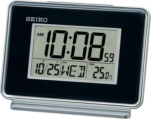 سيكو ساعة تقويم بمنبه مزدوج LCD - اسود، 6×12×8 سم in Saudi Arabia
