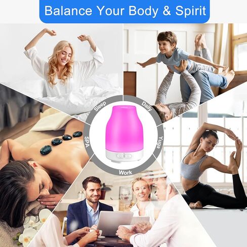 موزع روائح الزيوت العطرية، موزع روائح العلاج العطري من دوكيا، مرطب رذاذ بارد مع 8 ألوان أضواء، 2 وضع رذاذ، إيقاف تلقائي بدون ماء لغرفة المكتب المنزلي، 100 مل، أبيض in Kuwait