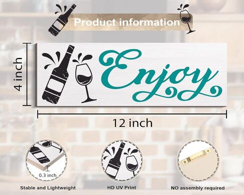 أكل ديكور جدار المطبخ، 4 قطع أكل شرب الحب استمتع لوحة علامة خشبية، مزرعة خشبية معلقة الجدار الديكور للمطبخ غرفة الطعام بار مقهى (اللون الكلاسيكي، 4.7 × 13.7 بوصة) in Kuwait