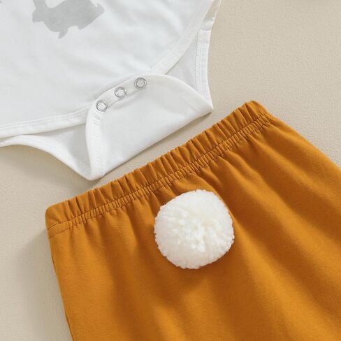 Muasaaluxi Newborn Baby Boy Easter Outfit Cutest Little Bunny Romper Onesie Long Pants with Pompom Bunny Hat Set 0-12M in Saudi Arabia