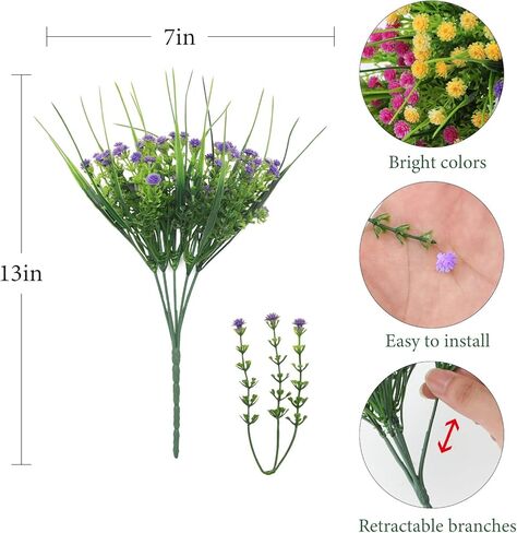 Luyue 6 حزم من الزهور الاصطناعية للأماكن الخارجية المقاومة للأشعة فوق البنفسجية والزهور الاصطناعية والنباتات الاصطناعية للمنزل والحديقة والشرفة والديكور الداخلي والخارجي (ألوان مختلطة) in Kuwait