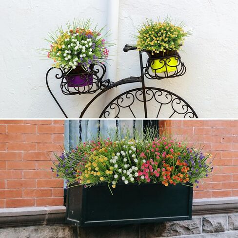 Luyue 6 حزم من الزهور الاصطناعية للأماكن الخارجية المقاومة للأشعة فوق البنفسجية والزهور الاصطناعية والنباتات الاصطناعية للمنزل والحديقة والشرفة والديكور الداخلي والخارجي (ألوان مختلطة) in Kuwait